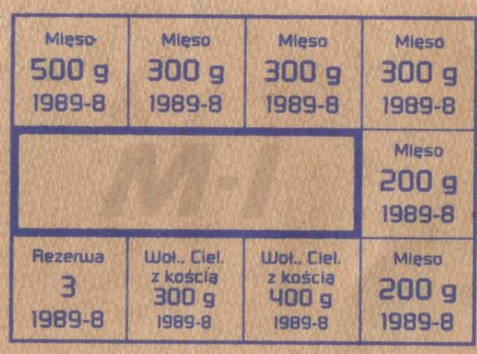 Kartka na mięso z VIII 1989