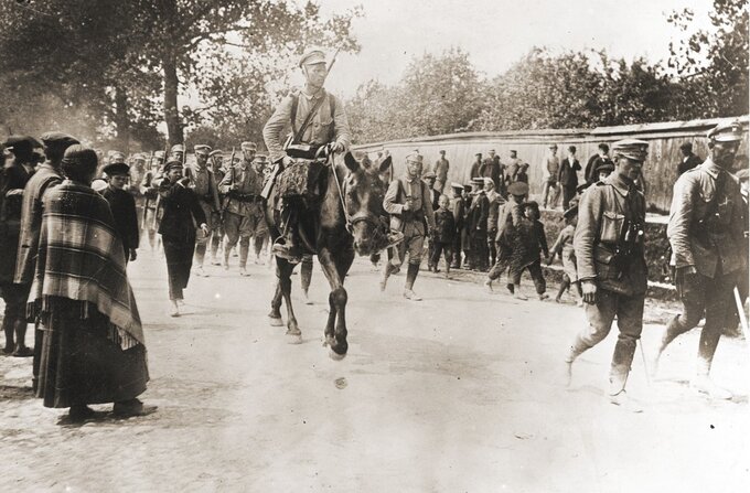 Przemarsz Pierwszej Kompanii Kadrowej przez Kielce, 12 sierpnia 1914 r.