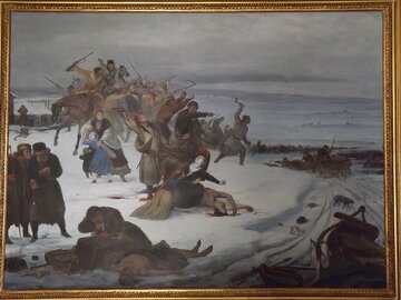 Rabacja chłopska 1846. Obraz pędzla Jana Lorenowicza. Muzeum w&nbsp;Dołędze