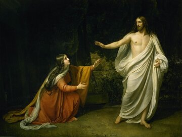 Jezus po&nbsp;zmartwychwstaniu spotyka Marię Magdalenę, mal. Aleksander Iwanow
