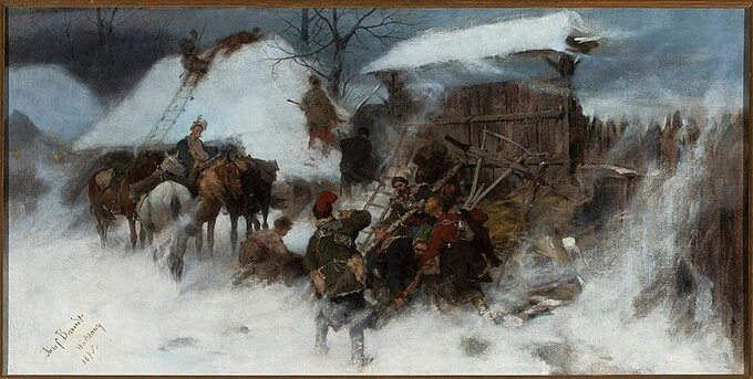 Obrona zaścianka przez konfederatów barskich, obraz Józefa Brandta