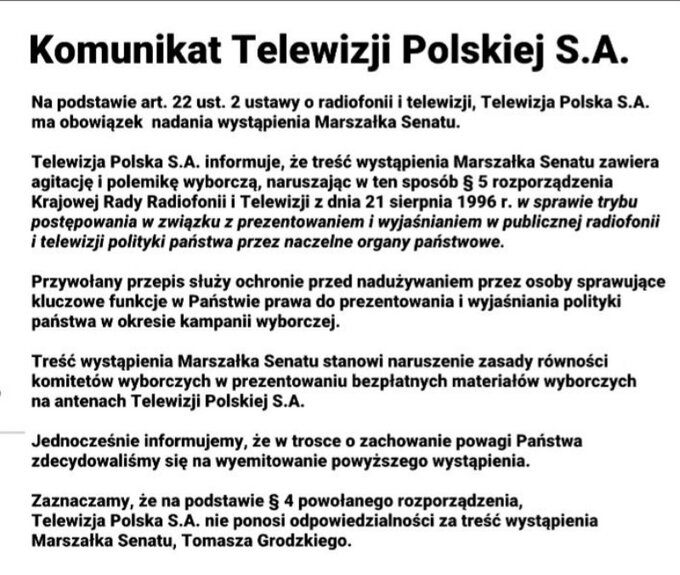 Komunikat TVP