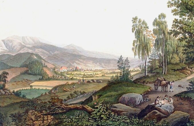 Okolice Cieplic (Karkonosze, Jelenia Góra). Widok z 1793 roku