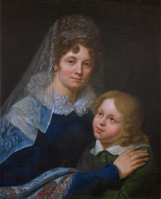 Zofia z Potockich Czosnowska, kochanka księcia Józefa, z ich synem Józefem