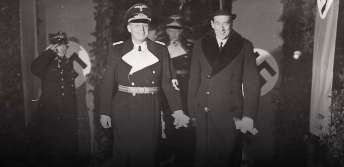 Joachim von Ribbentrop, minister spraw zagranicznych III&nbsp;Rzeszy, podczas oficjalnej wizyty w&nbsp;Polsce 25 stycznia 1939&nbsp;r. z&nbsp;szefem polskiego MSZ J&oacute;zefem Beckiem