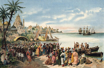 Vasco da Gama w&nbsp;Indiach. Obraz Roque Gameiro