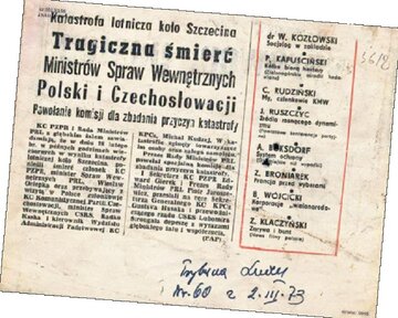 Artykuł prasowy na&nbsp;temat katastrofy.