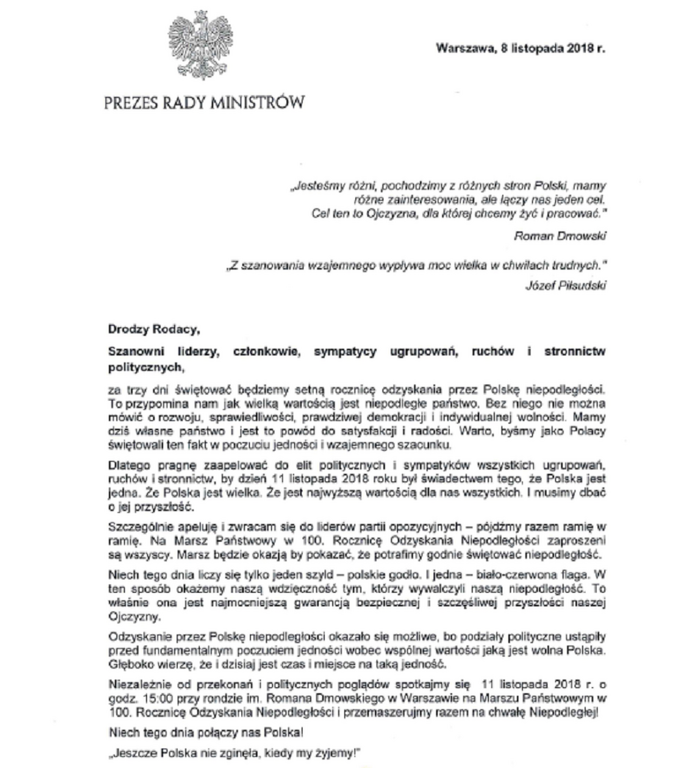 Apel premiera Mateusza Morawieckiego