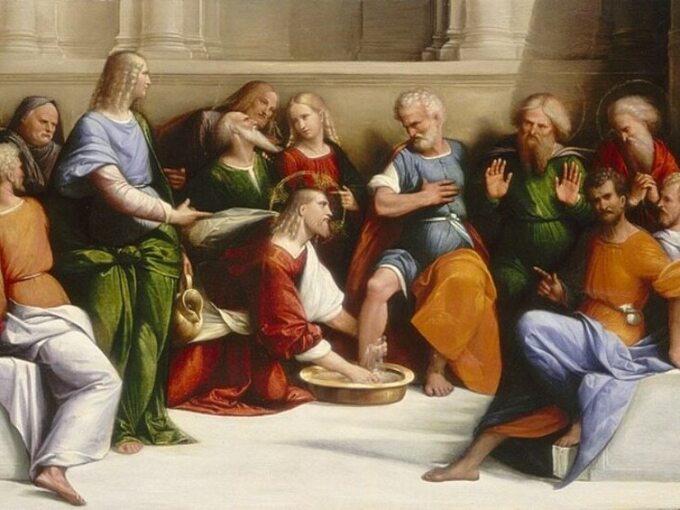 Chrystus obmywa nogi apostołom