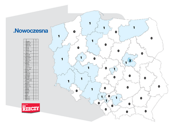 Podział mandat&oacute;w w&nbsp;okręgach -&nbsp;Nowoczesna