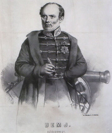 Gen. J&oacute;zef Bem w&nbsp;czasie powstania węgierskiego (1848-49). Autor ryciny: Barab&aacute;s Mikl&oacute;s.