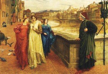 Dante Alighieri i&nbsp;Beatrycze, mal. Henry Holiday