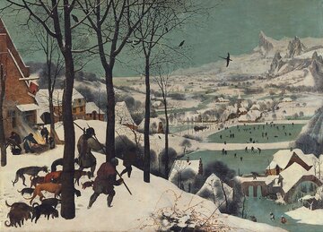 "Myśliwi na&nbsp;śniegu". Mal. Pieter Bruegel (starszy)