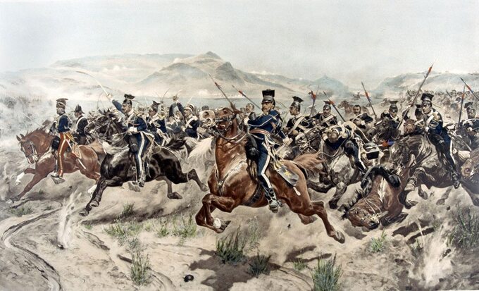 Bitwa pod Bałakławą - Szarża Lekkiej Brygady. Autor: 	Richard Caton Woodville