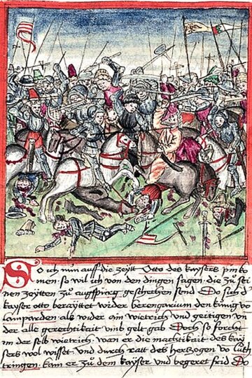 Bitwa na&nbsp;Lechowym Polu, ilustracja z&nbsp;1457 roku