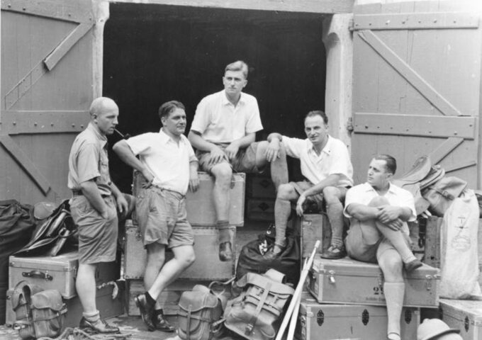 (od lewej): Karl Wienert, Ernst Schafer, Bruno Beger, Ernst Krause, Edmund Geer, Kalkuta, 1938 rok