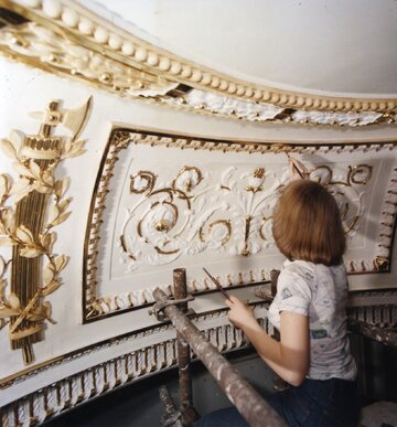 Prace pozłotnicze w Sali Tronowej, 1979 