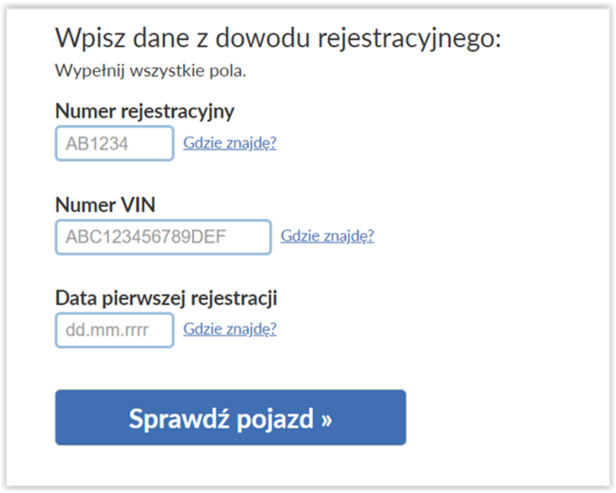 Bezpłatny raport z Centralnej Ewidencji Pojazdów