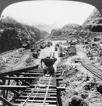 Kanał Panamski -&nbsp;budowa. Zdjęcie z&nbsp;1907 roku