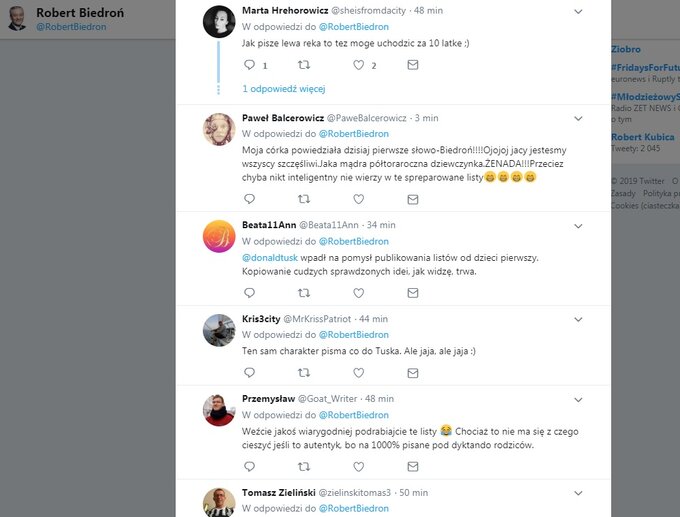 Część komentarzy pod wpisem Roberta Biedronia