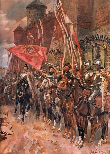 Ż&oacute;łkiewski z&nbsp;husarią, obraz Wojciecha Kossaka (1936)