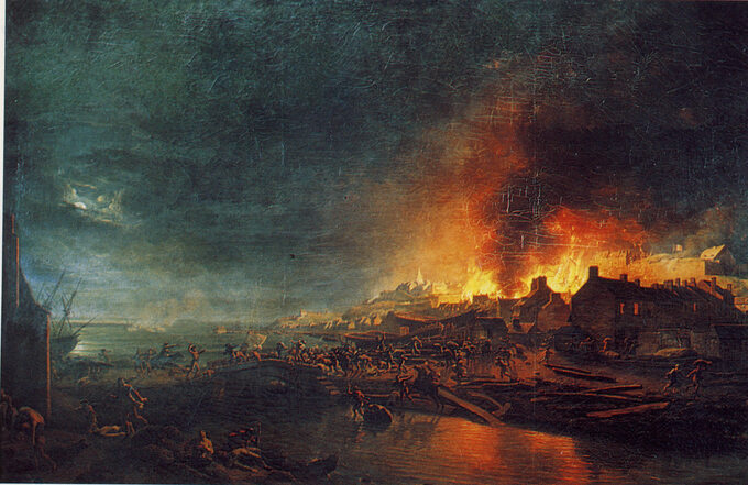 Obraz przedstawiający spalenie miejscowości Granville w Wandei. Autor: Jean-François Hue