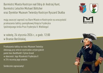 Zaproszenie na&nbsp;wydarzenie poświęcone zwrotowi tablicy dotyczącej kr&oacute;la Fryderyka II