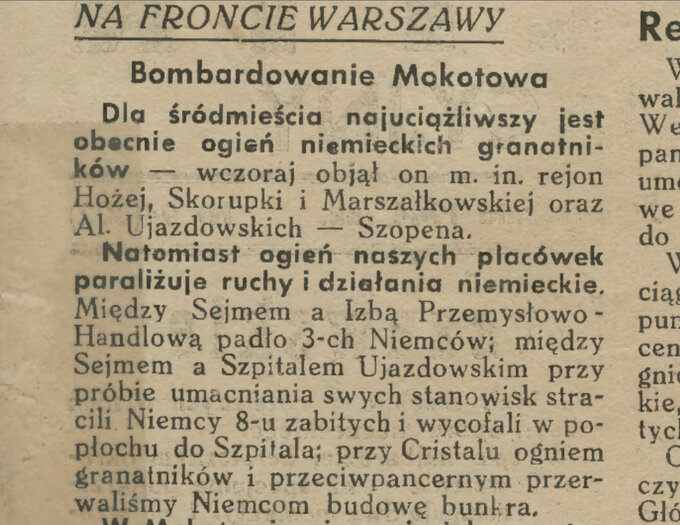 Fragment "Biuletynu Informacyjnego" z&nbsp;26 września 1944 roku.