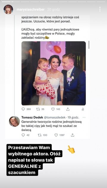 Wulgarny wpis aktora pojawił się pod&nbsp;postem Marianny Schreiber.