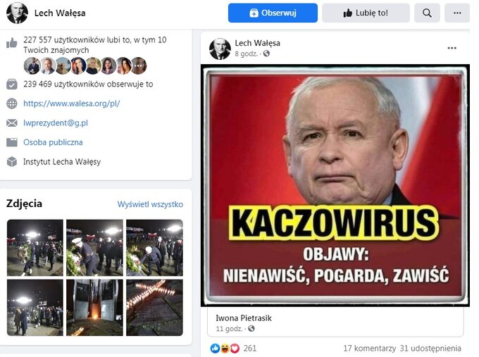 Grafika udostępniona przez Lecha Wałęsę na Facebooku