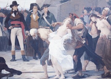 Obraz przedstawiający topienie ludności Wandei. Autor: Joseph Aubert