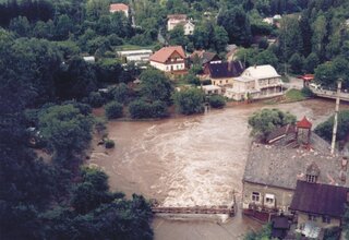 Powódź na rzece Metuje w Nowym Mieście nad Metują, 1997 rok