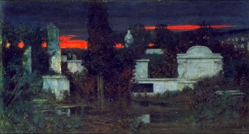 Cmentarz włoski o&nbsp;zmroku, Galeria Sztuki Polskiej XIX wieku w&nbsp;Sukiennicach, mal. Adam Chmielowski
