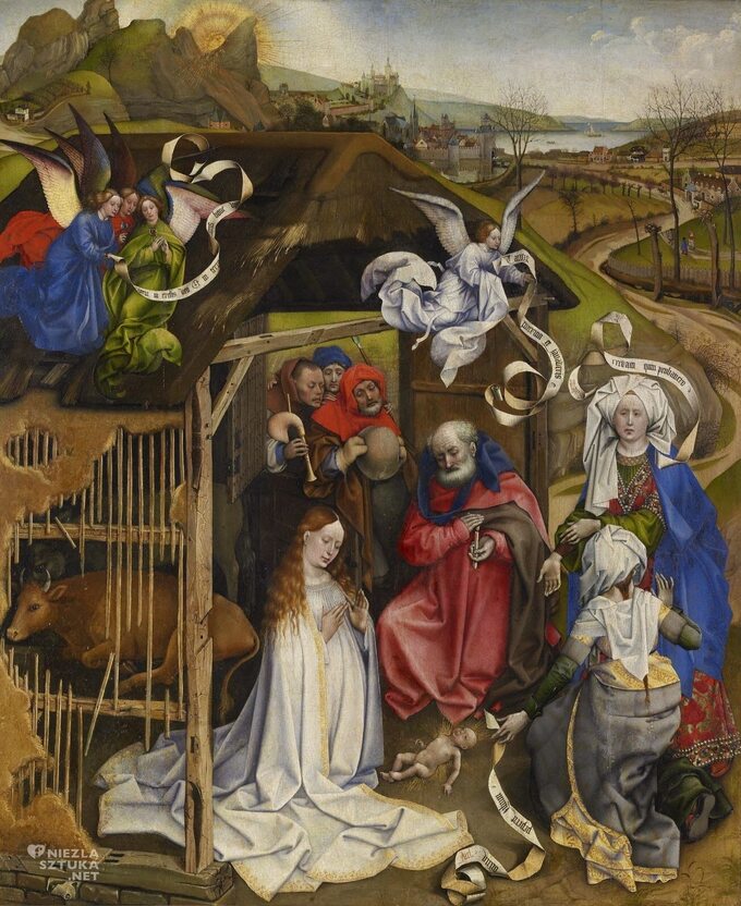 Robert Campin, Boże Narodzenie (Adoracja Dzieciątka), ok. 1425