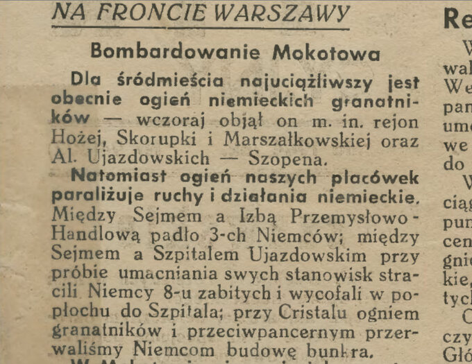 Fragment "Biuletynu Informacyjnego" z 26 września 1944 roku.