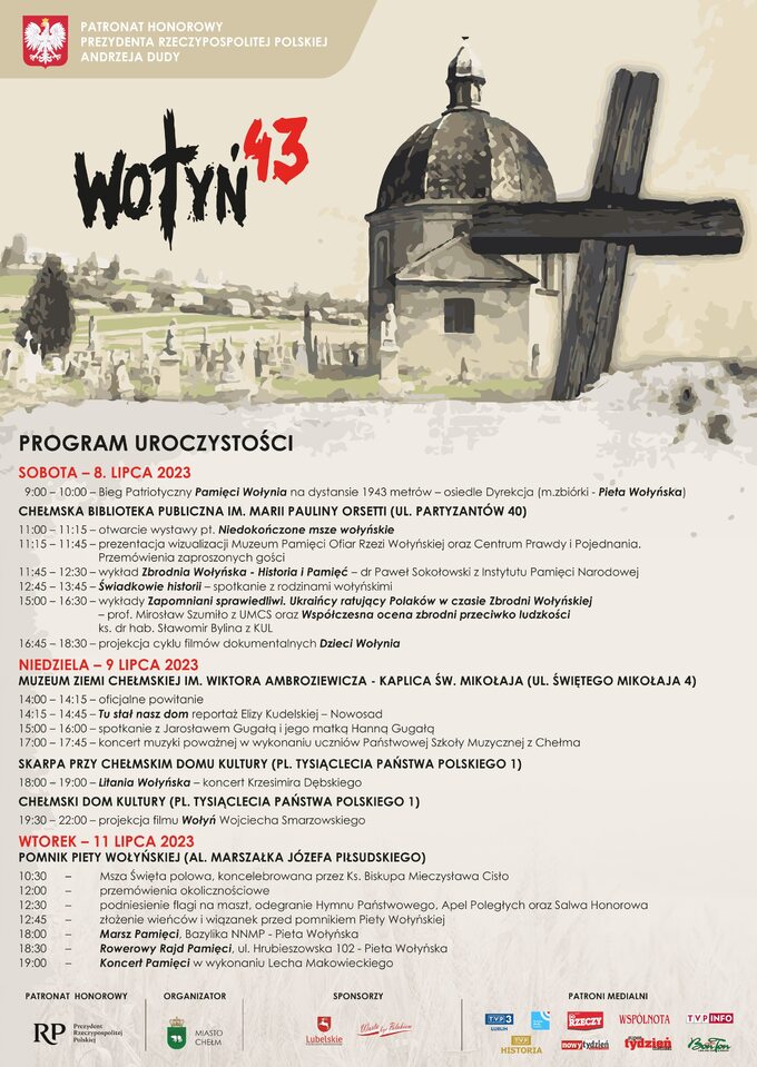Program uroczystości Obchody 80. Rocznicy Krwawej Niedzieli na Wołyniu w Chełmie