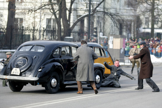 Inscenizacja zamachu na Franza Kutscherę. Warszawa, 2009 r.