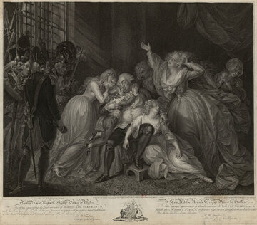 Ostatnie spotkanie Ludwika XVI z&nbsp;rodziną. Autor obrazu: Peltro William Tomkins (1795)