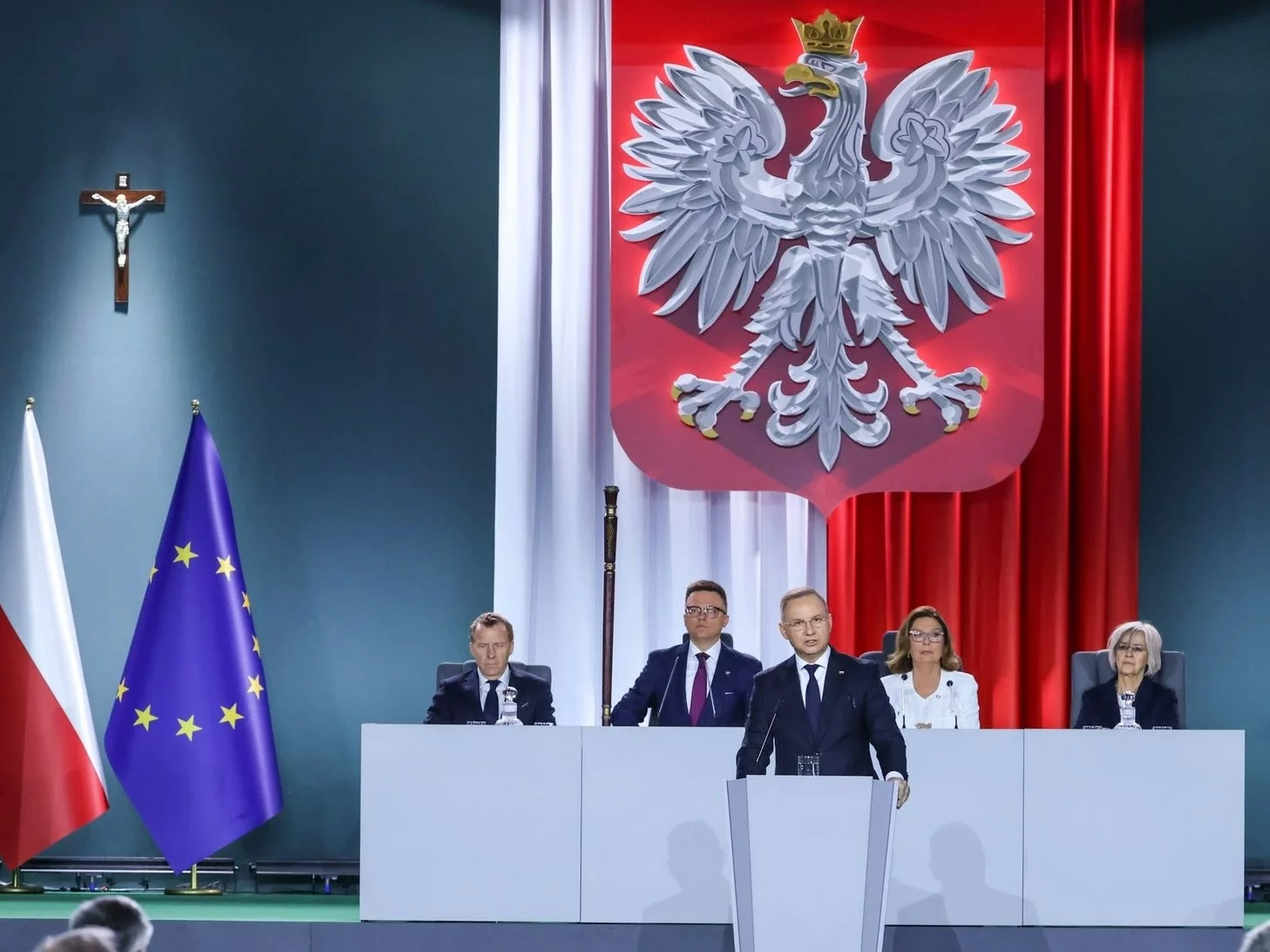Wystąpienie prezydenta podczas uroczystego Zgromadzenia Posłów i Senatorów z okazji 1000. rocznicy Koronacji Bolesława Chrobrego
