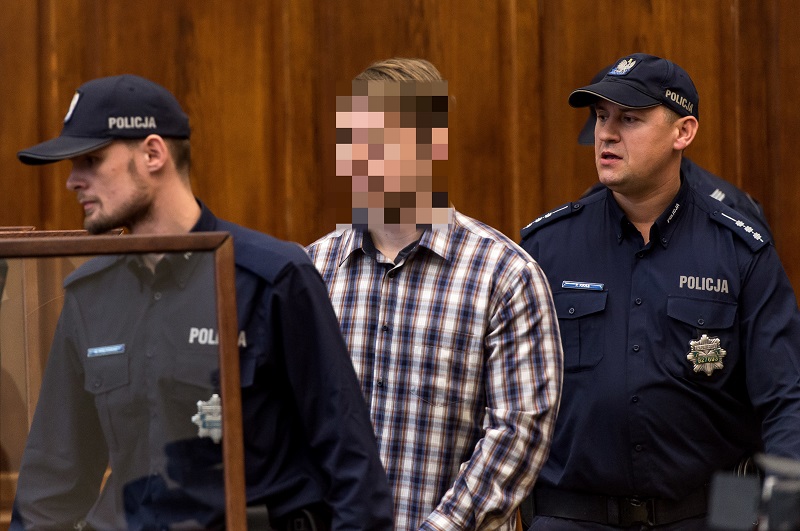 Paweł R. na sali sądowej