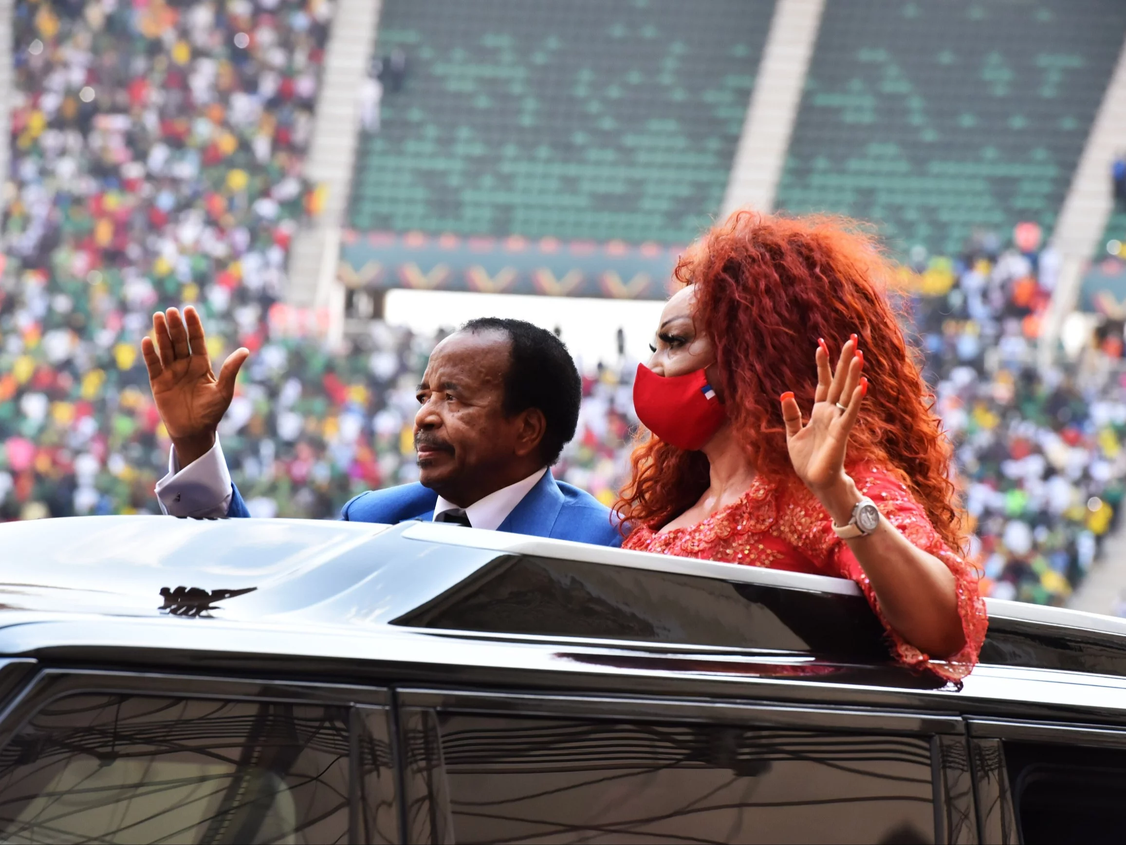 Prezydent Kamerunu Paul Biya z małżonką Chantal Biya