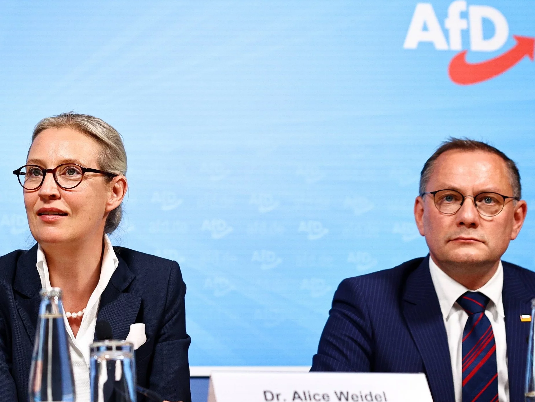 Współprzewodniczący AfD Alice Weidel i Tino Chrupalla