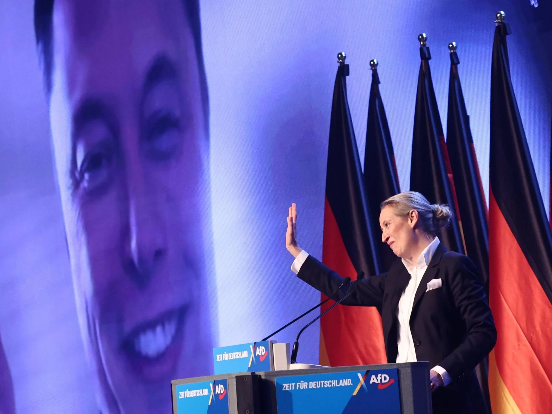 Połączenie z Elonem Muskiem na wiecu AfD