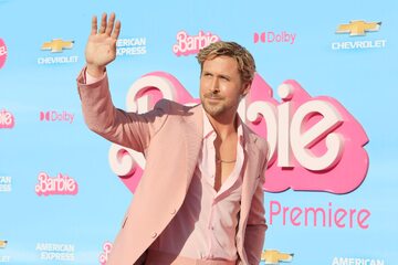 Aktor Ryan Gosling podczas promocji filmu "Barbie"