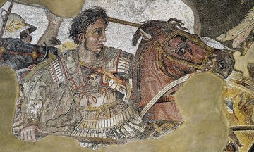 Aleksander Wielki podczas bitwy pod Issos (333 p.n.e.). Fragment tzw. mozaiki Aleksandra z Domu Fauna w Pompejach