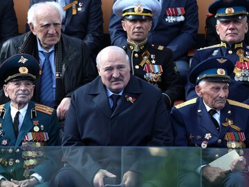 Aleksandr Łukaszenka w Moskwie podczas parady z okazji Dnia Zwycięstwa, 9 maja 2023 r.