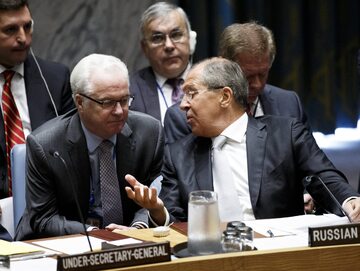 Ambasador Rosji przy ONZ Witalij Czurkin i szef MSZ Rosji Siergiej Ławrow