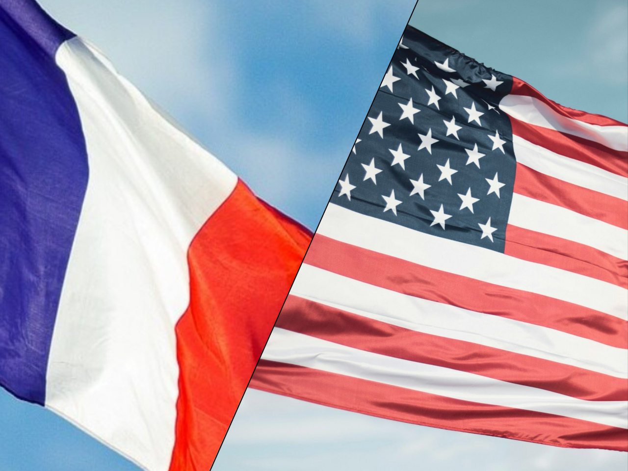 Flagi Francji i USA