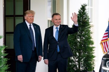 Andrzej Duda i Donald Trump podczas spotkania w Białym Domu, czerwiec 2020 r.