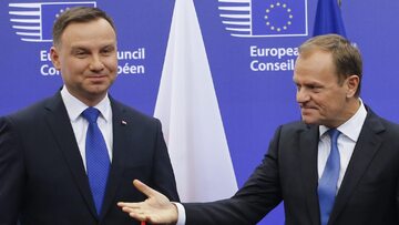 Andrzej Duda i Donald Tusk podczas spotkania w Brukseli